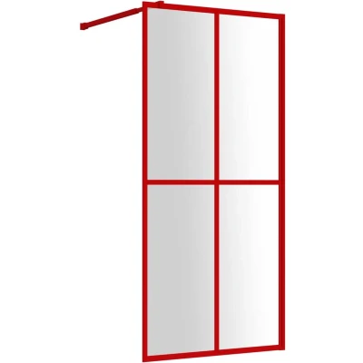 Afbeelding van Inloopdouchewand transparant 100x195 cm ESG glas rood