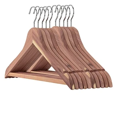 Afbeelding van Hangerworld 24 stuks kleerhangers van cederhout met stang, antislip, voor kostuums