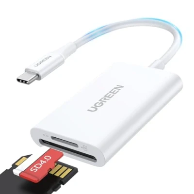 Afbeelding van UGREEN USB C SD kaartlezer Micro kaartadapter 5 Gbps snelle externe geheugenkaartlezers compatibel met iPhone 16 Plus Pro Max 15 Galaxy S24 Ultra MacBook Air iPad (wit)