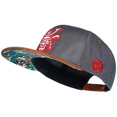 Afbeelding van Cadency® Snapback Samurai Cap voor dames en heren, grijs, uniseks, verstelbare maat, Eén grijs.