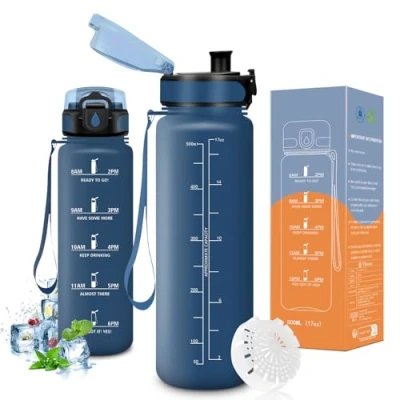 Afbeelding van Vikaster Sportfles, 0,5 l, fietsfles, koolzuurhoudende drankfles, sportfles voor kinderen, fiets, school, fitness, outdoor