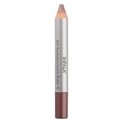 Afbeelding van Impala 3 in 1 jumbo potlood, kleur 10 bruin met pailletten, oogschaduw, lippenstift en rouge, gladde langdurige textuur, intensieve kleuren