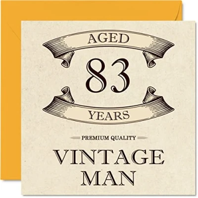 Afbeelding van Vintage verjaardagskaarten voor mannen 83 jaar Grappige verjaardagskaart opa, vader, echtgenoot, oom, broer, 145 mm x mm, wenskaart 83e verjaardag