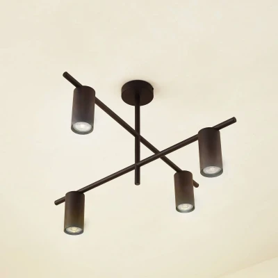 Afbeelding van Lindby plafondlamp Marilou, zandzwart, 4 lamps, Ø 70cm