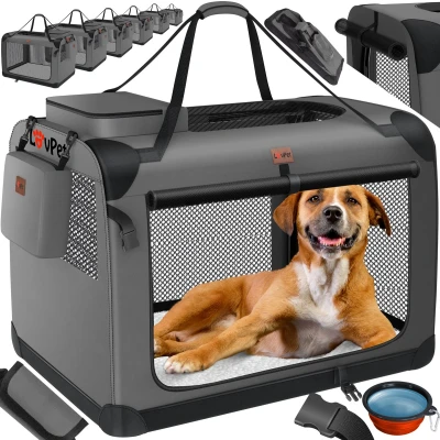Afbeelding van LOVPET® reisBench Hondenbench hondenbox honden transportbox opvouwbaar incl. transportzak hondenbak voor huisdieren, en katten XXXL, Antraciet