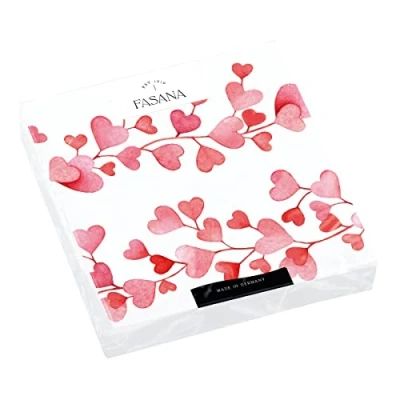 Afbeelding van Set van 20 papieren servetten met rode harten gebonden tafeldecoratie decoupage servetechniek 33 x cm