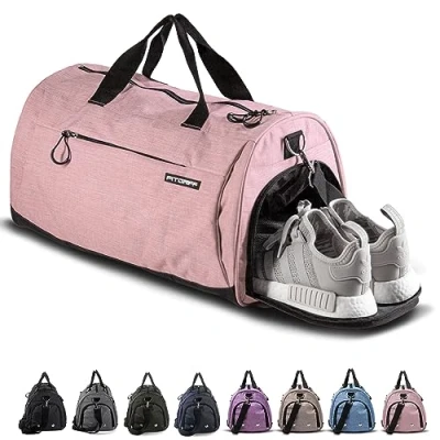 Afbeelding van Fitgriff® Sporttas voor dames en heren V1 reistas met vakken schoenen nat, sportschool, fitness, weekend duffeltas, Snoep Roze, Sportief