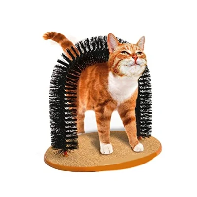 Afbeelding van MINGZE Kat kitten masseren krassen gekarteld huisdier boog zelfverzorging trimmer zacht comfortabel spelen nip dier, massager en kattenkrabber, krabben massage