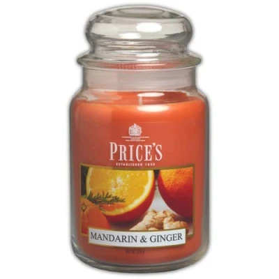 Afbeelding van Price&#039;s Grote kaars in glas met mandarijn en gember zoete, heerlijke hoogwaardige geur langdurige brandduur tot 150 uur