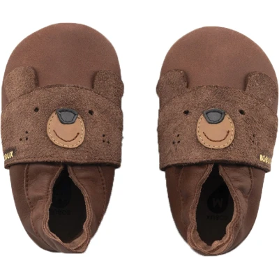 Afbeelding van Bobux Soft Soles Baby Slofjes Leer Papa Bear Toffee 20