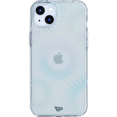 Afbeelding van Tech21 Evo Clear iPhone 15 Plus hoesje Schokbestendig telefoonhoesje Geschikt voor MagSafe Holografisch Glitter 3,6 meter valbestendig