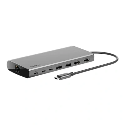 Afbeelding van Belkin Universele USB C 8 in 1 Dual Display Core Hub Uitgebreide Aansluitmogelijkheden, 4K Display, Power Delivery