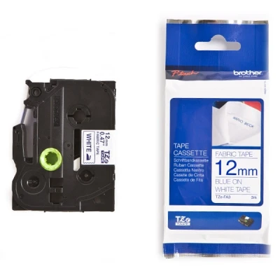 Image de Brother TZe FA3 Tissu bleu marine sur blanc Rouleau (12 cm x 3 m) 1 cassette(s) bande thermo collante pour PT D210 D600 H110; P Touch 1880 D200 D450 E110 E550 E800 H110 P900