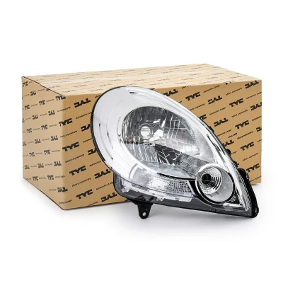 Afbeelding van TYC 20 1399 15 2 Koplampen rechts H4, P21/5W Chroom Met daglicht voor rechtsrijdend verkeer Zonder elektro motor RENAULT: Kangoo II Express