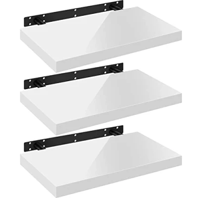 Afbeelding van WOLTU Wandplanken, wandplank, 3 stuks, zwevend rek, boekenrek, cd, dvd, houten plaat, 25 x 22,9 3,8 cm, zwart, RG9488sz