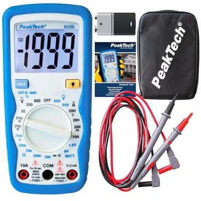 Afbeelding van Peaktech 1035 multimeter 600V AC/DC 10A DC CAT III