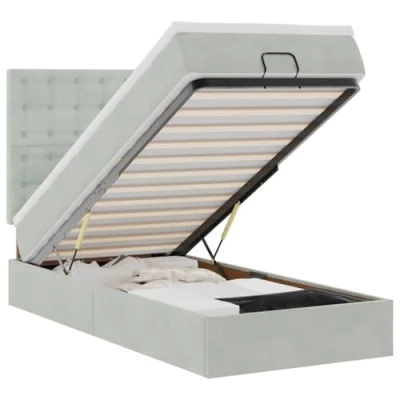 Afbeelding van vidaXL Ottoman bed met matrassen en LED&#039;s 90x200cm fluweel lichtgrijs
