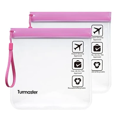 Afbeelding van Turmaster Airport goedgekeurde transparante toilettas, waterdichte reistoilettas, 2 stuks roze