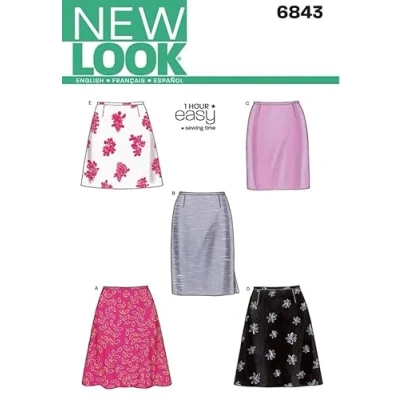 Afbeelding van New Look Gemakkelijke naaipatroon voor dames 6843 A Line &amp; rechte rokken