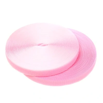 Afbeelding van TUKA TKB5004 Klittenband, 25 meter x 20 mm, niet klevende band met haak en lus voor naaien, stoffen band, sluiting, m gesp, roze, roze