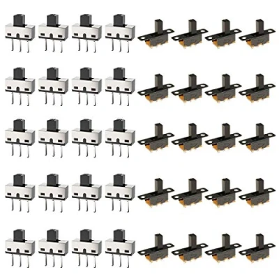 Afbeelding van Youmile 20 stuks verticale schuifschakelaars 1P2T SPDT 3 polig 2posities DC50V 0.5A Micro schuifschakelaar met aan/uit mini paneel