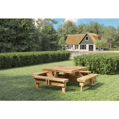 Afbeelding van Picknicktafel geimpregneerd hout vierkant 230x230x70cm