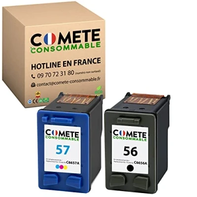 Image de COMETE 56 57 2 Cartouches d&#039;encre compatibles pour HP 56XL 57XL Marque française
