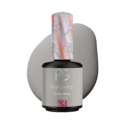 Afbeelding van Pink Gellac 264 Lady Grey Gellak 15ml Glanzende Grijze Gel Lak Nagellak Gelnagels Producten Nails