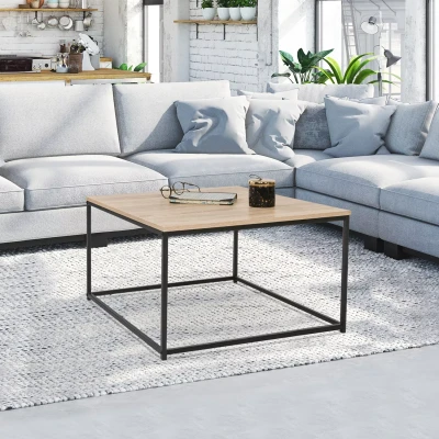 Afbeelding van Table basse DETROIT carrée 70 cm design industriel