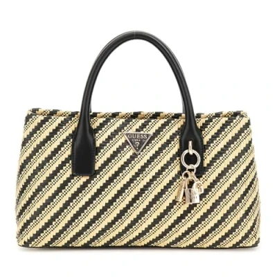 Afbeelding van GUESS Handtas Schoudertas Simona Satchel Bag Natural / White Veelkleurig