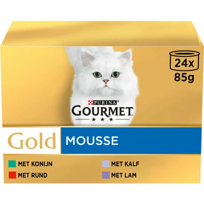 Afbeelding van Gourmet Gold Multipack Mousse Mixed Kattenvoer Rund 24x85 g