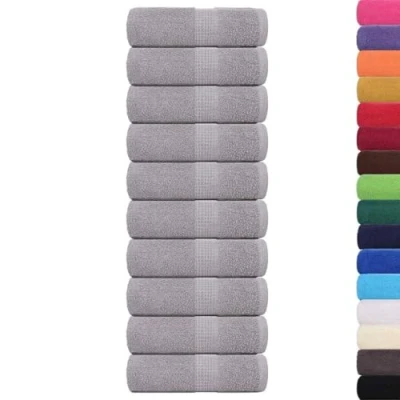 Afbeelding van vidaXL Gastendoekjes 10 st 30x50 cm 360 g/m² 100% katoen grijs