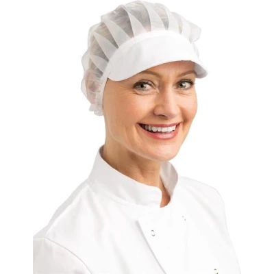 Afbeelding van Whites nylon muts met klep en haarnet