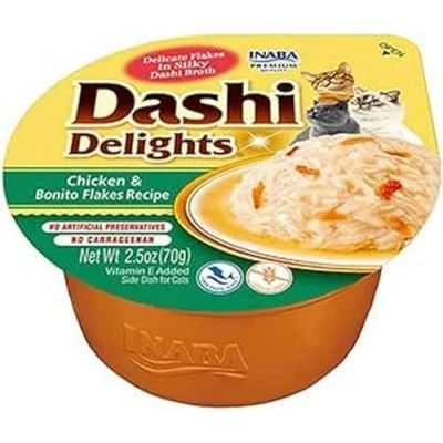 Afbeelding van INABA Dashi Delights Chicken with bonito flakes in broth Kattensnoepje 70g