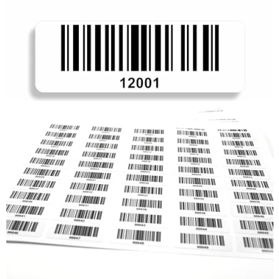 Afbeelding van 1000 barcode etiketten 12001 13000 5 cijferig elektrotechnische streepjescode, zelfklevend, 50 x 17 mm, DGUV controle, zelfklevende etiketten, Made in Germany