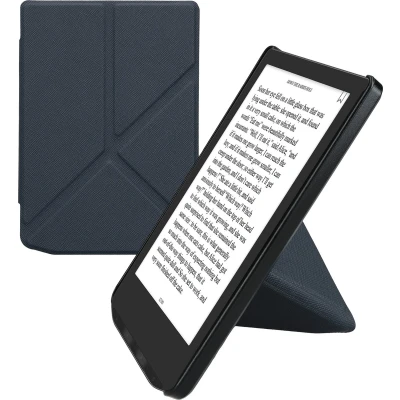 Afbeelding van kwmobile E reader hoesje geschikt voor Pocketbook Verse / Pro Color Vivlio Light HD hoes Ereader flip case met standaard cover van kunstleer In donkerblauw