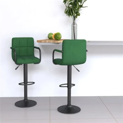 Image de vidaXL Tabourets de bar lot 2 vert foncé velours333272