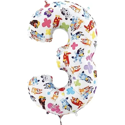 Afbeelding van Toyland® Bluey &amp; Bingo folieballon met nummer, 66 cm, feestballonnen voor kinderen, nummers 1 5 verkrijgbaar