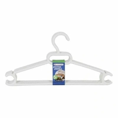 Afbeelding van Kledinghangers Ruth Dem Wit Plastic 5 Onderdelen 37 x 18,5 3 cm (12 Stuks)