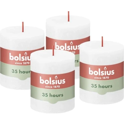 Afbeelding van Stompkaarsen Shine 4 st rustiek 80x68 mm wolkenwit