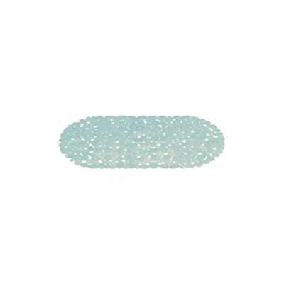 Afbeelding van MSV Douche/bad anti slip mat badkamer pvc lichtblauw 35 x 68 cm zuignappen steentjes motief