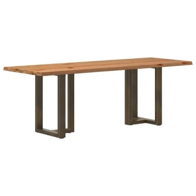Image de vidaXL Table à manger et bord naturel bois massif chêne rectangulaire3304046
