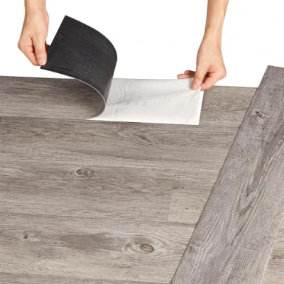 Afbeelding van Gelamineerde PVC en vinylplaten, design, zelfklevende vloerbedekking, geschikt voor vloerverwarming, 7 stuks, 0,975 m², grijs Alaska eiken