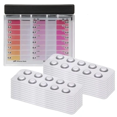 Afbeelding van POWERHAUS24 Premium zwembadtester chloor pH incl. 200 tabletten 100 x DPD1 en Phenol Red