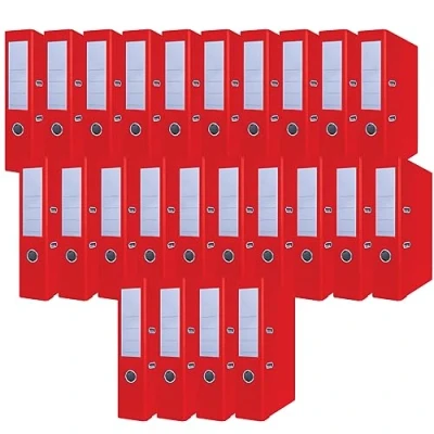 Afbeelding van OFFICER PRODUCTS 24 stuks rode mappen A4/75 mm / karton PP kunststof bureaumap van randbescherming