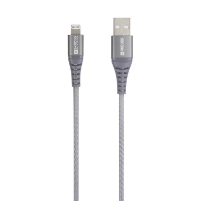 Afbeelding van Skross USB kabel 2.0 C stekker, Apple Lightning stekker 2.00 m Space grijs Rond, Flexibel, Stoffen mantel SKCA0016C MFI200CN