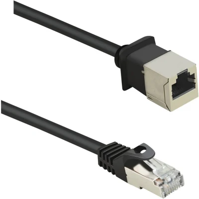 Afbeelding van Renkforce RF 4394121 RJ45 Netwerkkabel, patchkabel CAT 5e F/UTP 1.00 m Zwart Verlengkabel Snagless, Vergulde steekcontacten 1 stuk(s)