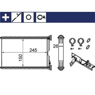 Afbeelding van MAHLE ORIGINAL AH 242 000S Warmtewisselaar Met toebehoren afdekking, afdichtring, schroeven, spanelement BMW: 3 Saloon