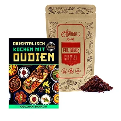 Afbeelding van OUDIEN Ottomaanse Pul Biber, gedroogde paprikavlokken, 200 g, pittige en kruidige kruidenmix, met e book 20 heerlijke recepten