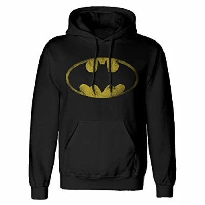Afbeelding van DC Comics Batman Distressed Jumbo Logo Hoodie S Zwart